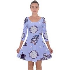 Seamless-pattern-with-space-theme Quarter Sleeve Skater Dress by Salman4z