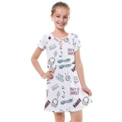 Music-themed-doodle-seamless-background Kids  Cross Web Dress by Salman4z