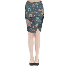 Space-seamless-pattern Midi Wrap Pencil Skirt by Salman4z