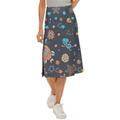 Space-seamless-pattern Midi Panel Skirt by Salman4z