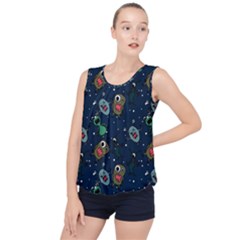 Monster-alien-pattern-seamless-background Bubble Hem Chiffon Tank Top by Salman4z