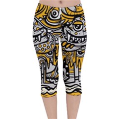 Crazy-abstract-doodle-social-doodle-drawing-style Velvet Capri Leggings  by Salman4z