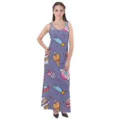 Outer-space-seamless-background Sleeveless Velour Maxi Dress by Salman4z