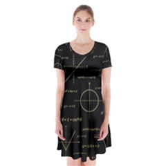 Abstract-math Pattern Short Sleeve V-neck Flare Dress by Salman4z