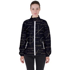 Abstract-math Pattern Women s High Neck Windbreaker by Salman4z