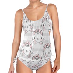 Cat-with-bow-pattern Tankini Set by Salman4z