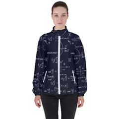 Mathematical-seamless-pattern-with-geometric-shapes-formulas Women s High Neck Windbreaker by Salman4z