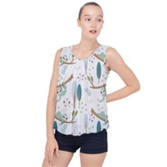 Pattern-sloth-woodland Bubble Hem Chiffon Tank Top by Salman4z