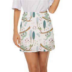 Pattern-sloth-woodland Mini Front Wrap Skirt by Salman4z