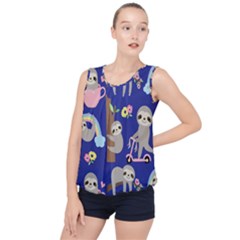 Hand-drawn-cute-sloth-pattern-background Bubble Hem Chiffon Tank Top by Salman4z