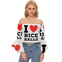 I Love Rice Balls Off Shoulder Flutter Bell Sleeve Top by ilovewhateva