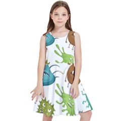 Dangerous-streptococcus-lactobacillus-staphylococcus-others-microbes-cartoon-style-vector-seamless Kids  Skater Dress by Salman4z