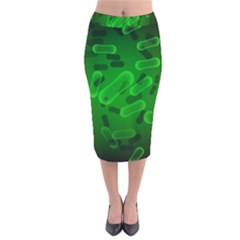 Green-rod-shaped-bacteria Velvet Midi Pencil Skirt by Salman4z