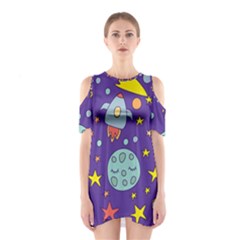 Card-with-lovely-planets Shoulder Cutout One Piece Dress by Salman4z