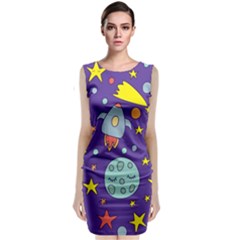 Card-with-lovely-planets Classic Sleeveless Midi Dress by Salman4z