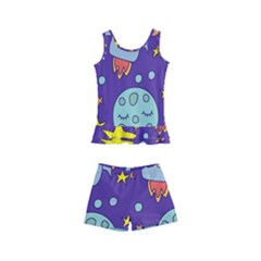 Card-with-lovely-planets Kids  Boyleg Swimsuit by Salman4z