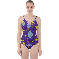 Card-with-lovely-planets Cut Out Top Tankini Set by Salman4z