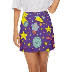 Card-with-lovely-planets Mini Front Wrap Skirt by Salman4z