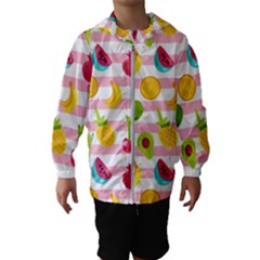 Tropical-fruits-berries-seamless-pattern Kids  Hooded Windbreaker by Salman4z