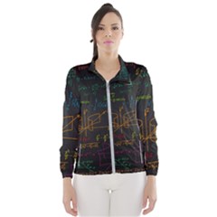 Mathematical-colorful-formulas-drawn-by-hand-black-chalkboard Women s Windbreaker by Salman4z