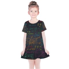 Mathematical-colorful-formulas-drawn-by-hand-black-chalkboard Kids  Simple Cotton Dress by Salman4z