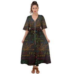 Mathematical-colorful-formulas-drawn-by-hand-black-chalkboard Kimono Sleeve Boho Dress by Salman4z