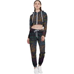 Mathematical-colorful-formulas-drawn-by-hand-black-chalkboard Cropped Zip Up Lounge Set by Salman4z