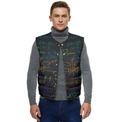 Mathematical-colorful-formulas-drawn-by-hand-black-chalkboard Men s Short Button Up Puffer Vest	 by Salman4z