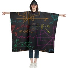 Mathematical-colorful-formulas-drawn-by-hand-black-chalkboard Women s Hooded Rain Ponchos by Salman4z