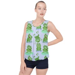 Cute-green-frogs-seamless-pattern Bubble Hem Chiffon Tank Top by Salman4z