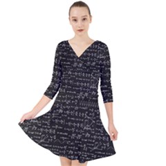 Math-equations-formulas-pattern Quarter Sleeve Front Wrap Dress by Salman4z