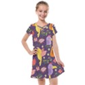 Exotic-seamless-pattern-with-parrots-fruits Kids  Cross Web Dress View1