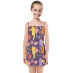 Exotic-seamless-pattern-with-parrots-fruits Kids  Summer Sun Dress by Salman4z