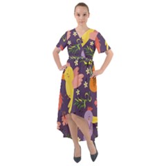 Exotic-seamless-pattern-with-parrots-fruits Front Wrap High Low Dress by Salman4z