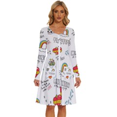 Abstract-fashion-background-suitable-fabric-printing Long Sleeve Dress With Pocket by Salman4z