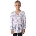 Cute-art-print-pattern Kids  V Neck Casual Top View1