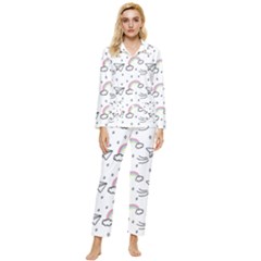 Cute-art-print-pattern Womens  Long Sleeve Velvet Pocket Pajamas Set by Salman4z