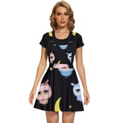 Cute-owl-doodles-with-moon-star-seamless-pattern Apron Dress by Salman4z