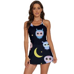 Cute-owl-doodles-with-moon-star-seamless-pattern 2-in-1 Flare Activity Dress by Salman4z