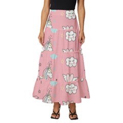 Cute-unicorn-seamless-pattern Tiered Ruffle Maxi Skirt by Salman4z