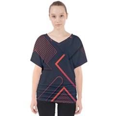 Gradient-geometric-shapes-dark-background-design V-neck Dolman Drape Top by Salman4z