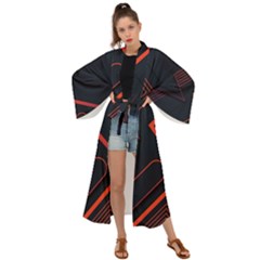 Gradient-geometric-shapes-dark-background-design Maxi Kimono by Salman4z