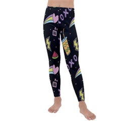 Cute-girl-things-seamless-background Kids  Lightweight Velour Leggings by Salman4z