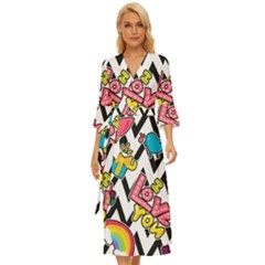 Vector-romantic-love-seamless-pattern Midsummer Wrap Dress by Salman4z