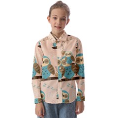 Seamless-pattern-owls-dream-cute-style-pajama-fabric Kids  Long Sleeve Shirt by Salman4z