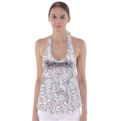 Seamless-pattern-with-cute-rabbit-character Babydoll Tankini Top by Salman4z