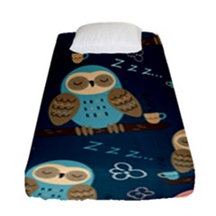 Seamless-pattern-owls-dreaming Fitted Sheet (single Size) by Salman4z