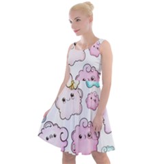 Cute-doodle-cartoon-seamless-pattern Knee Length Skater Dress by Salman4z