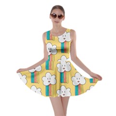 Smile-cloud-rainbow-pattern-yellow Skater Dress by Salman4z