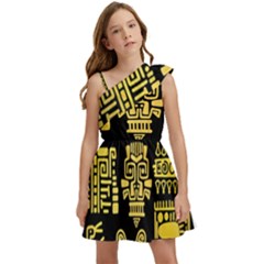 American-golden-ancient-totems Kids  One Shoulder Party Dress by Salman4z